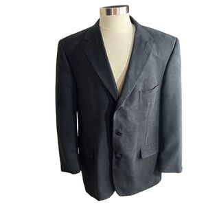 Bert Pulitzer Supra Suede Men Charcoal Grey 3 Button Suit Jacket Sz 46R Soft EUC
